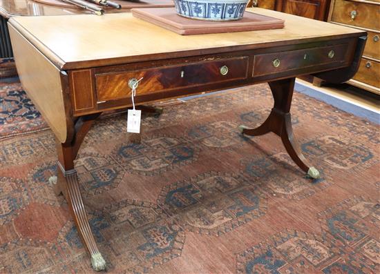 A Regency rosewood banded mahogany sofa table (top badly faded) W.120cm